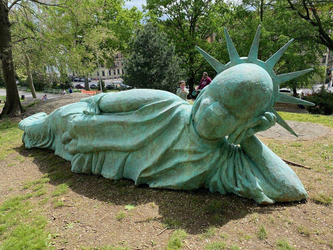 Reclining Liberty in Morningside Park